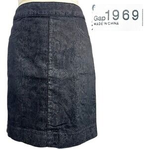 GAP 1969‎ Denim Snakeskin Skirt Womens (31/12) Stretch Pencil Black Biker Jean